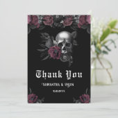 Carte De Remerciements Mariage d'Halloween gothique de Bourgogne (Debout devant)