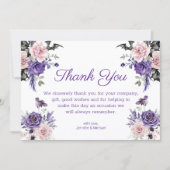 Carte De Remerciements mariage d'halloween gothique fleuri violet rose (Devant)