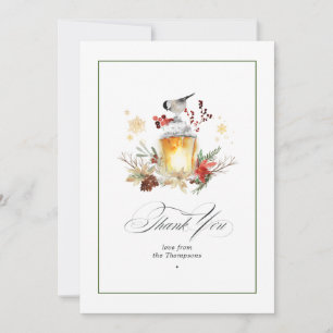 Carte De Remerciements Mariage d'hiver au pin vert et au houx