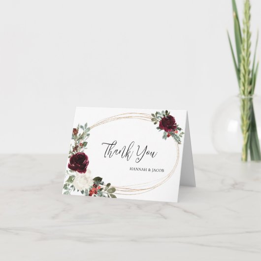 Carte De Remerciements Mariage d'hiver de Noël élégant (Devant)