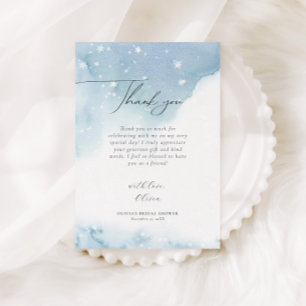 Carte De Remerciements Mariage d'Hiver Flocons de Neige Bleus