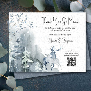 Carte De Remerciements Mariage d'hiver Forêt des neiges et cerfs