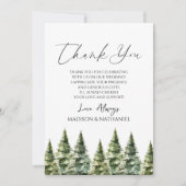 Carte De Remerciements Mariage d'hiver Snowy Pine Tree (Devant)