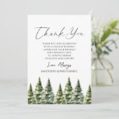 Carte De Remerciements Mariage d'hiver Snowy Pine Tree (Debout devant)