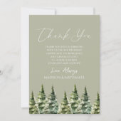 Carte De Remerciements Mariage d'hiver Snowy Pine Tree (Devant)