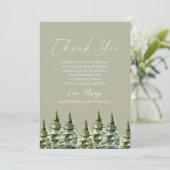 Carte De Remerciements Mariage d'hiver Snowy Pine Tree (Debout devant)