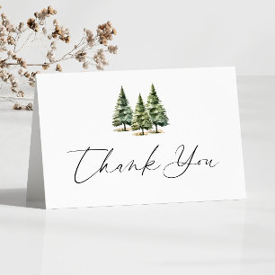 Carte De Remerciements Mariage d'hiver Snowy Pine Tree