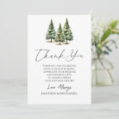 Carte De Remerciements Mariage d'hiver Snowy Pine Tree (Debout devant)