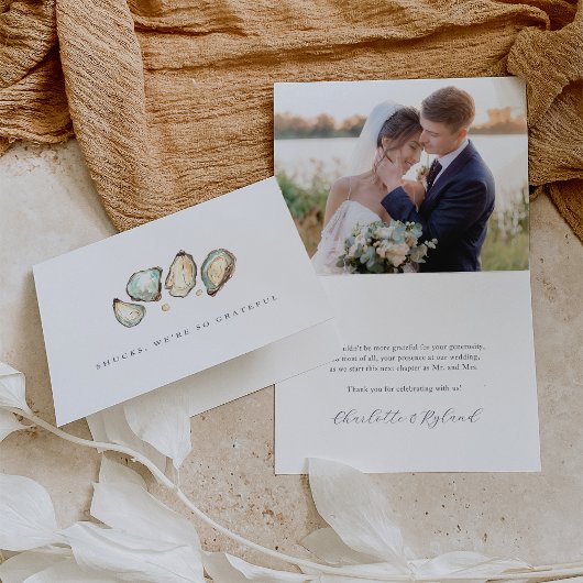 Carte De Remerciements Mariage d'huîtres côtières aquarelle