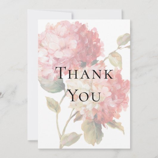 Carte De Remerciements Mariage d'hydrangée rose moderne (Devant)