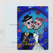 CARTE DE REMERCIEMENTS MARIAGE DIA DE LOS MUERTOS (Devant / Derrière)