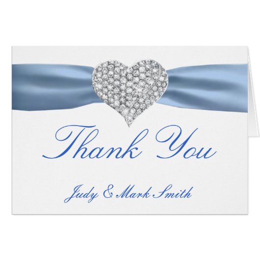 Carte de remerciements Mariage Diamond Heart Blue (Devant Horizontal)