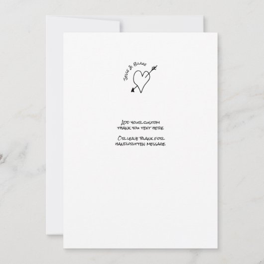 Carte De Remerciements Mariage d'illustrations de Doodle en noir et blanc (Dos)