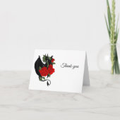 Carte De Remerciements Mariage d'Imaginaire Black Dragon Red Roses (Devant)