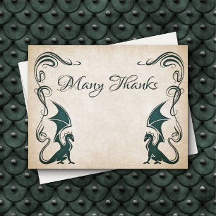 Carte De Remerciements Mariage d'Imaginaire médiéval Dragon