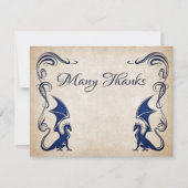 Carte De Remerciements Mariage d'Imaginaire médiéval Dragon (Devant)