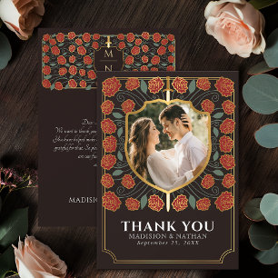 Carte De Remerciements Mariage d'Imaginaire médiéval Red Sword & Shield