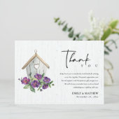 CARTE DE REMERCIEMENTS MARIAGE D'OISEAUX FLORAUX EN BOIS BLANC (Debout devant)