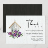 CARTE DE REMERCIEMENTS MARIAGE D'OISEAUX FLORAUX EN BOIS BLANC (Devant / Derrière)