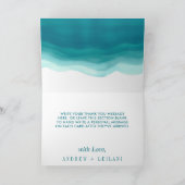 Carte De Remerciements Mariage d'onde d'aquarelle Ombre turquoise | (Intérieur)
