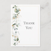 Carte De Remerciements Mariage d'or fleuri Eucalyptus (Devant)