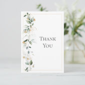 Carte De Remerciements Mariage d'or fleuri Eucalyptus (Debout devant)