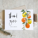 Carte De Remerciements Mariage d'Orange botanique et de Citron Garland<br><div class="desc">Montrez votre gratitude de façon fraîche et amusante avec ce carte de remerciements mariage personnalisable, avec une aquarelle ludique de citrons et d'oranges. Que vous remerciiez les invités pour leur amour, leurs cadeaux ou leurs souhaits, cette carte ajoute une touche personnelle et ensoleillée à votre message. Vous pouvez facilement le...</div>
