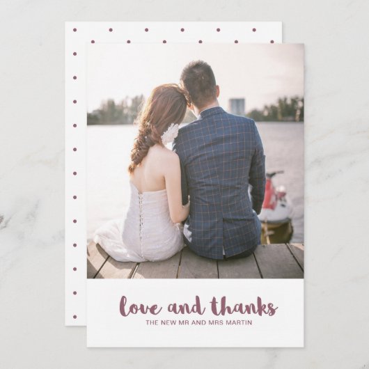 Carte De Remerciements Mariage Dots Love and Thanks Photo (Devant / Derrière)