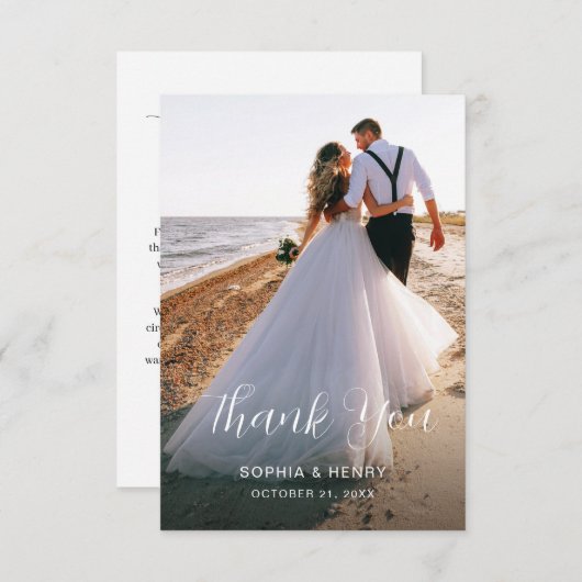 Carte de remerciements Mariage double face avec ph (Devant / Derrière)