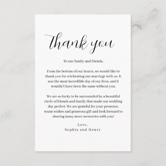 Carte de remerciements Mariage double face avec ph (Dos)