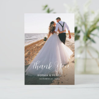 Carte de remerciements Mariage double face avec ph