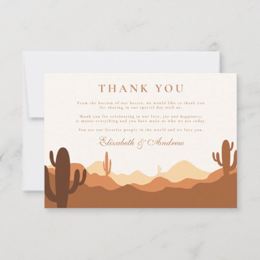 Carte De Remerciements Mariage du désert de Sunset Cactus (Devant)