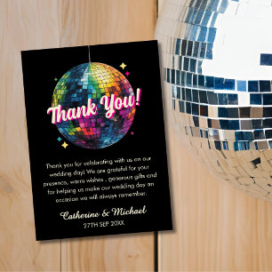 Carte De Remerciements Mariage du Party Disco Ball Sparkle Glam des année