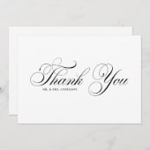 Carte De Remerciements Mariage écriture à flourish formel noir (Devant / Derrière)