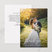 Carte De Remerciements Mariage écriture blanche (Devant / Derrière)