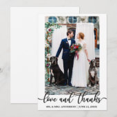 Carte De Remerciements Mariage Écriture Élégante Amour et Remerciements P (Devant / Derrière)