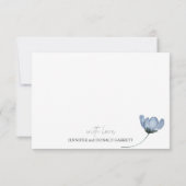 Carte De Remerciements Mariage écriture Fleurs Roses Bleu Poussiéreux (Dos)