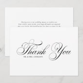 Carte De Remerciements Mariage écriture formelle noire avec fioritures (Devant / Derrière)