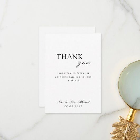 Carte De Remerciements Mariage écriture musulmane islamique (Devant/Arrière en situation)