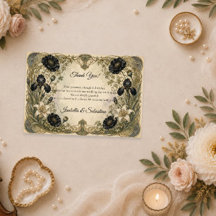 Carte De Remerciements Mariage Élégance Botanique Art Nouveau Lunatique
