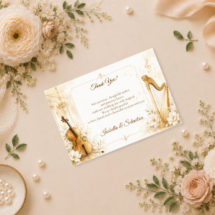 Carte De Remerciements Mariage Élégance Musicale Luxueuse