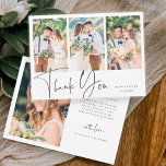 Carte De Remerciements Mariage élégant à la main 4 Photo<br><div class="desc">Carte de remerciements mariage simple et élégant avec une photo supplémentaire et texte personnalisé au dos. Vous pouvez utiliser cette carte pour un mariage, un diplôme, un fiançailles, un anniversaire ou tout événement spécial. Pour une personnalisation plus avancée de cette conception, cliquez sur le BOUTON OUTIL DESIGN BLEU ci-dessus !...</div>