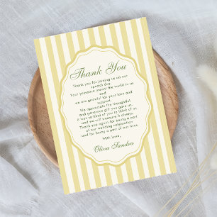 Carte De Remerciements Mariage élégant à rayures jaunes d'agrumes