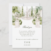 Carte De Remerciements Mariage élégant au manoir avec jardin à l'aquarell (Devant)