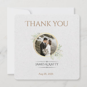 Carte De Remerciements Mariage Élégant avec Fleurs Légères