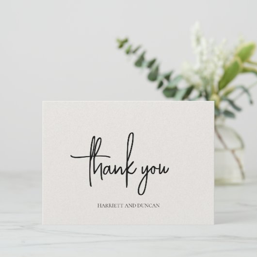 Carte De Remerciements Mariage élégant Beige Beige neutre intemporel (Debout devant)