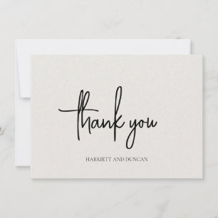 Carte De Remerciements Mariage Élégant Beige Intemporel