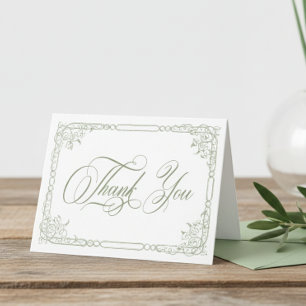 Carte De Remerciements Mariage Élégant Classique avec Cadre Floral de Sau