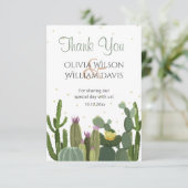 Carte De Remerciements Mariage élégant de Cactus (Debout devant)