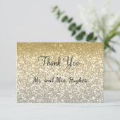 Carte De Remerciements Mariage élégant de cristaux de parties (Debout devant)